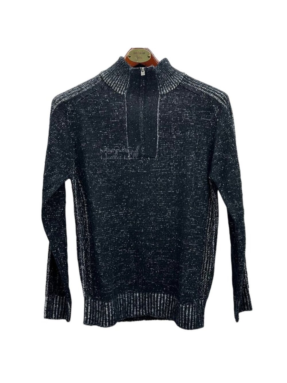 XRay Jeans Quarter Zip Mock Neck Marled Black Sweater Medium